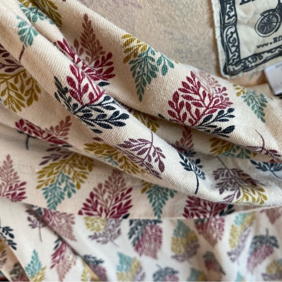 Effie’s Heart Cowl Neck Pima Cotton Tunic Pockets Leaf Pattern Long Shirt Retro - Picture 13 of 14